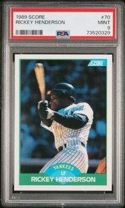 1989 Score Rickey Henderson Baseball Card #70 PSA 9 Mint