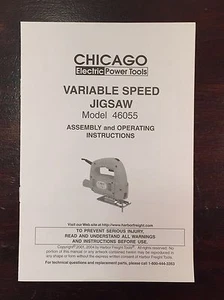 Chicago Electric Tools Variable Speed Jigsaw 46055 Operators Manual Instructions - Picture 1 of 4