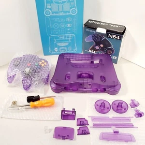 N64 Shell Replacement Translucent Purple w/ Matching Controller, tools, Nint Bit - Picture 1 of 22