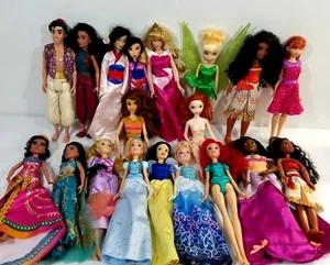 19 Disney Princess Dolls 10-11" Merida Jasmin Aladdin Aurora Tinker Bell Mulan - Picture 1 of 13