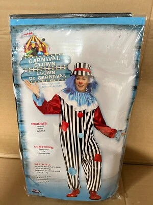 Divertido Mundo Carnaval Payaso Rayas Mono Cuello Cubo Sombrero Adulto Disfraz Foto 1 de 4