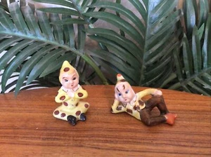 Vintage Japan Set of 2 Polka Dot Pixie Elf Porcelain Figurines - Picture 1 of 9