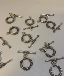 Silver Pewter Toggle Clasps Antique Finish Jewelry Making 2-piece 10 Sets PTC - Picture 1 of 8