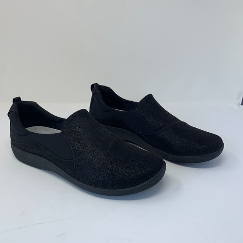 Clarks Sillian Paz 26120931 mocassini slip on donna 10M nero scarpe casual S0491