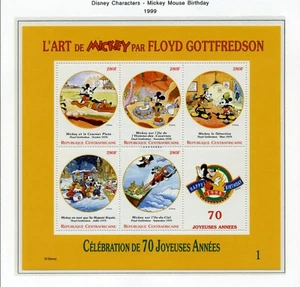 CENT AFRICAN REP MNH 1221-28 Personajes Disney Mickey Mouse Cumpleaños ZG910 - Imagen 1 de 8