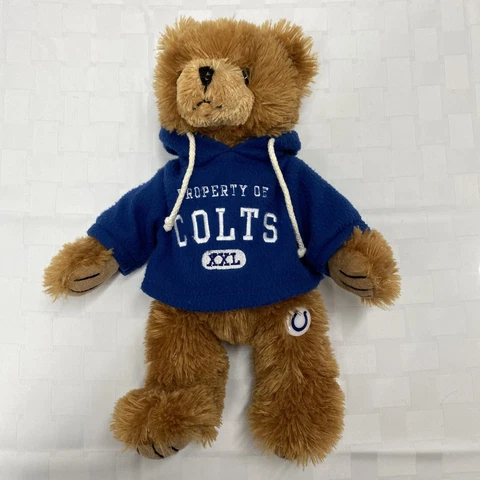 Good Stuff 14” Plush NFL Indianapolis Colts Official Bear W/ Colts Hoodie EUC Cover