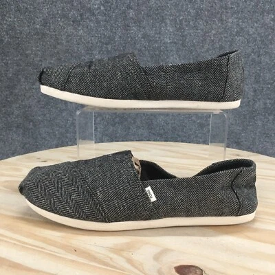 Toms Shoes Womens 8.5 Alpargata HerringboneTwill Slip On Black Comfort 10016716 - Image 1 of 4