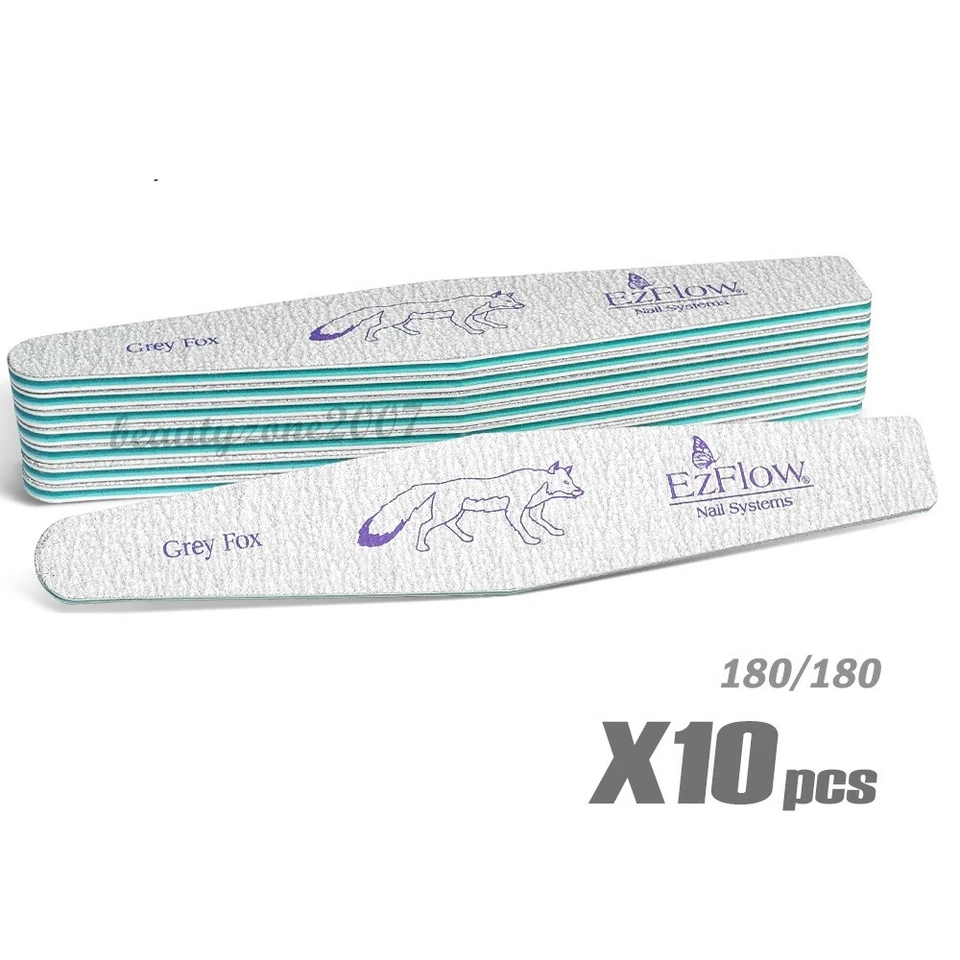 Ezflow Grey Fox Nail Files 180/180 - 10ct for acrylic UV gel Dip Powder - Image 1 of 1
