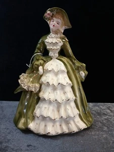 Vintage Florence Ceramics Figurine - Charmain in Dark Green and White 9" - Picture 1 of 11