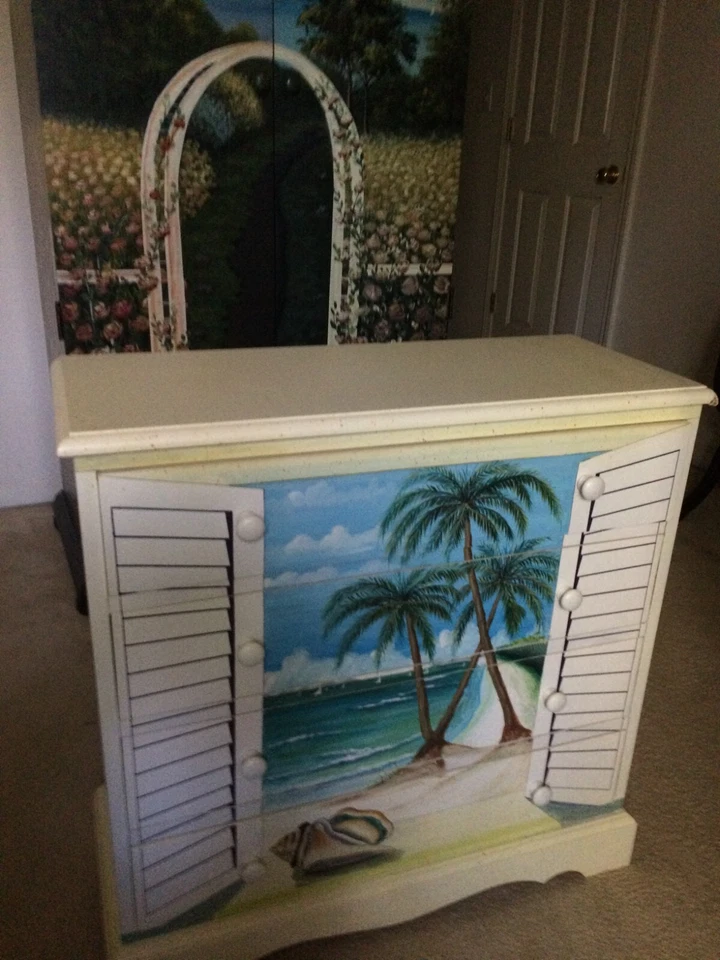 комод пляжная сцена, идеальный 4 пляжный домик или спальня. Никогда не использовались - Изображение 1 из 1