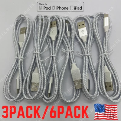 3/6 Pack Fast Charger USB Cable For iPhone 6 7 8 Plus XR Xs Max 11 12 13 Pro Max - Image 1 of 4