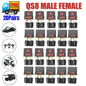 20 Pairs 8MM QS8-S Anti-Spark Connector Set Male And Female for RC Lipo Battery - Picture 1 of 7