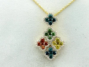 LeVian 14K Yellow Gold 1.61 TCW Red Diamond Pendant 18" Necklace Fancy Jewelry - Picture 1 of 4