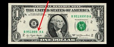 1977  $1 Federal Reserve Note Lost serial number UNC - Image 1 of 3