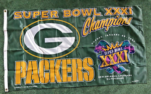 Vintage 1997 Super Bowl XXXI Green Bay Packers Champion 3 x 5 Flag - New Orleans