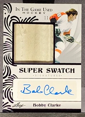 2023 LEAF IN THE GAME USED HOCKEY BOBBY CLARKE SUPER SWATCH PATCH AUTO /20 SSBC1 - Image 1 of 2