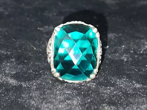 VINTAGE SILPADA 925 STERLING SILVER CASPIAN SEA FACETED GLASS RING - Picture 1 of 12