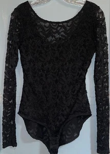 Mujer Cato C EST. Body de manga larga de encaje negro 1946 talla mediana - Imagen 1 de 8