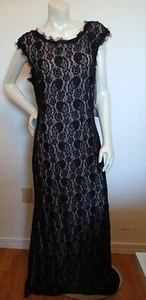 B&A Betsy And Adam Black Paisley Lace Size 16 Body Con Formal Dress Wedding NEW - Picture 1 of 5