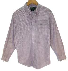 LAUREN RALPH LAUREN Men's Red/Blue Check L.S. Classic Fit Shirt - Size 16-1/2x34 - Picture 1 of 4