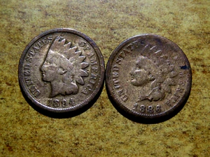 Dos centavos cabeza india mejor fecha: 1894 y 1886 tipo 1 D12 - Imagen 1 de 2