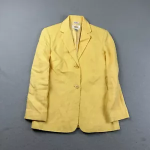 Talbots Jacket Womens 2 Petite Yellow Irish Linen Button Up Long Sleeves Coat - Picture 1 of 9