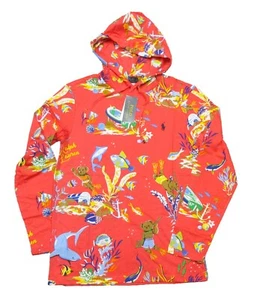 Polo Ralph Lauren Men's Red Multi Polo Bear Underwater Graphic Hooded T-Shirt - Picture 1 of 3