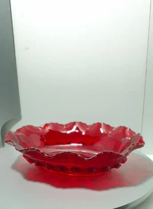 Vintage Davidson #269 Art Deco Red Glass 'Blackberry Prunt' Bowl - Foto 1 di 9