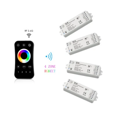 4 Zonen RF Fernbedienung 5 Kanal RGB+CCT LED Stripe Controller Dimmbar 12V 24V  - Bild 1 von 4