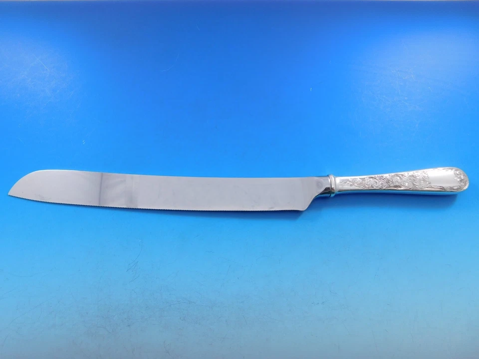 Antiguo cuchillo de pastel de boda Maryland grabado por Kirk de plata esterlina HHWS 12" personalizado Foto 1 de 4