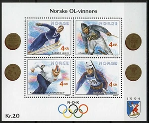 Norwegen 1991, NK BL 15, Norwegische Olympiasieger III MS VF MNH, Mi Bl 15 Kat 8€ - Bild 1 von 1