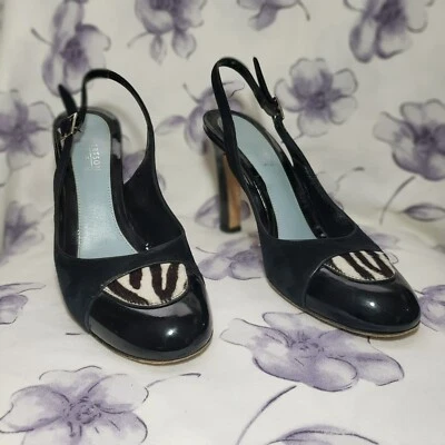Lambertson Truex Suede and patent leather Cap Toe Slingbacks Heels Women's 7.5 - Image 1 of 4