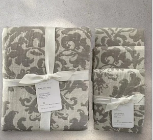 New Pottery Barn Jacquard Medallion Duvet King Cal King & 3 Euro Shams Grey Gray - Picture 1 of 1