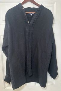 Hemp Basics schwarz Langarm schwarz Plissee vorne Tunika Shirt Größe Medium - Bild 1 von 6