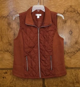 C.J. BANKS ~ RUST QUILTED SWEATER FULL ZIP VEST ~ X (14W) - Picture 1 of 4
