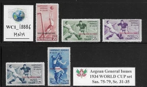 WC1_18886. ÄGÄISCHE ALLGEMEINE AUSGABEN. FUSSBALL WM 1934 Satz. Sc.31-35. MNH (T-) - Bild 1 von 1