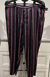 Lauren Ralph Lauren Damen Krepp gestreift Crop Skinny Hose 14 Navy - Bild 1 von 17