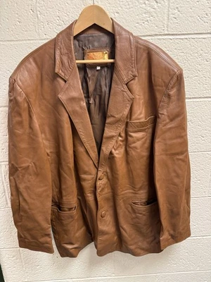 Blazer GaB Firenze Italia jaqueta esportiva couro marrom GG - Imagem 1 de 4