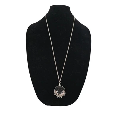 Collar Mariana Plata Lupa Tercer Ojo Colgante Púrpura Estrás Foto 1 de 4