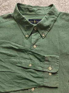 Ralph Lauren Blue Label Shirt Men's Green Classic Fit Long Sleeve, 19 36/37 - Picture 1 of 6