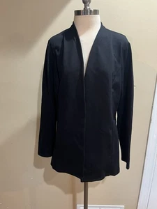 Liz Claiborne schwarzer Scuba Strick Blazer Jacke Größe Large Taschen - Bild 1 von 14