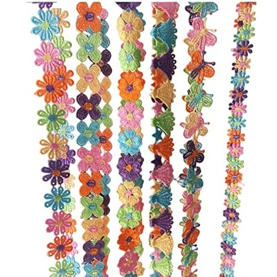 6 Yards Decorating Lace Embroidered Trim Ribbons Floral Lace Ribbon for Sewing  - Image 1 of 4