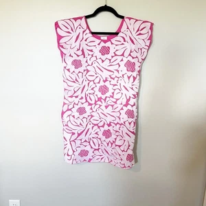 J.Marie pink birds floral embroidered shift dress women’s small - Picture 1 of 8