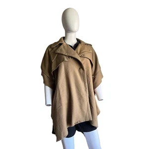 Rag & Bone Biscuit Tan Trench Wool Poncho Cape One Size - Picture 1 of 7
