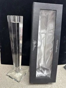 Candelabro cuadrado firmado de cristal Oleg Cassini de 10" de alto ¡NUEVO EN CAJA! - Imagen 1 de 6