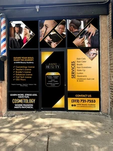Custom Beauty Salon Window Decals / One-Way Vision Vinyl for your Storefront - Picture 1 of 3