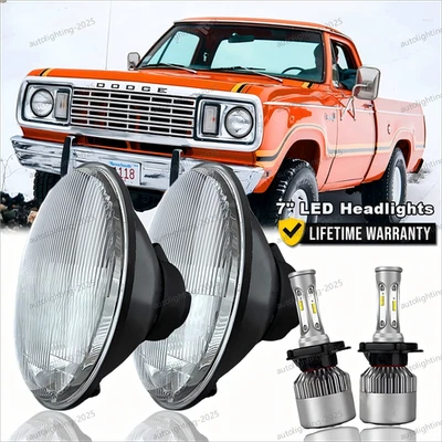 Faro LED redondo haz alto/bajo Fit Dodge W100 W200 W300 Pickup 2X 7 pulgadas Foto 1 de 4