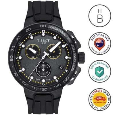New Tissot Mens Watch T-Race Cycling Black Silicone Strap Chrono T1114173705702 - Bild 1 von 4