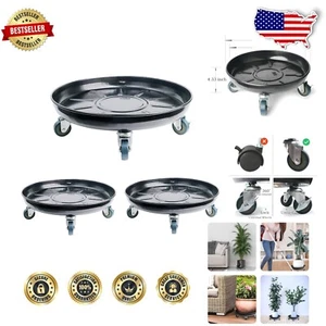 3-Pack 12" Metal Plant Dolly with Lockable Casters - Ideal for Home & Garden Use - Picture 1 of 8
