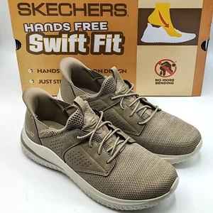 Skechers "Delson" Herren Stretch Strick Hands Free Swift Fit Schuh [taupe/braun] NEU - Bild 1 von 19